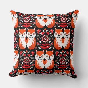 Coussin Art populaire de renard scandinave