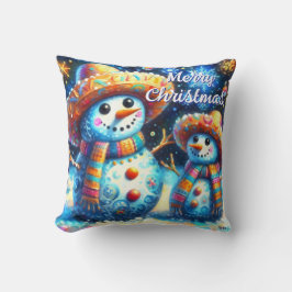 Coussin Art populaire mexicain Snowmen Snowman Snow People