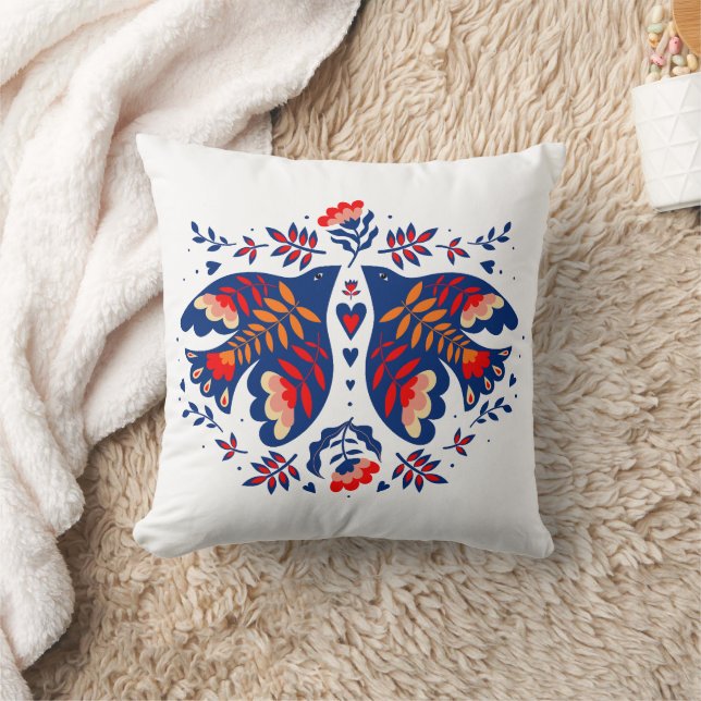 Coussin Art populaire scandinave Inséparable (Couverture)