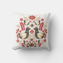 art populaire scandinave oiseau et fleurs nordique