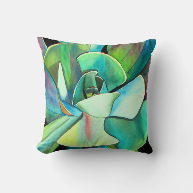 Coussin Art pour aquarelle succulent de nature de plante (Recto)