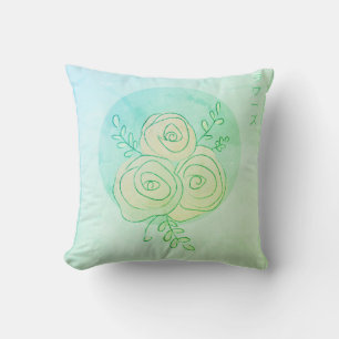 Coussin Art rose aqua japonais