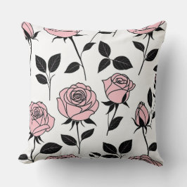Coussin Art rose rose et noir