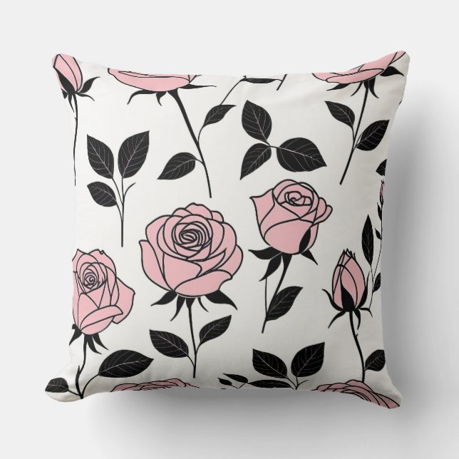 Coussin Art rose rose et noir (Recto)