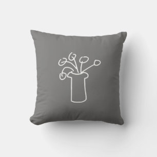 Coussin Art simple moderne d'ensemble de fleur blanche sur
