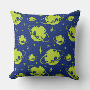 Coussin Art spatial vibrant : planètes et étoiles en harmo