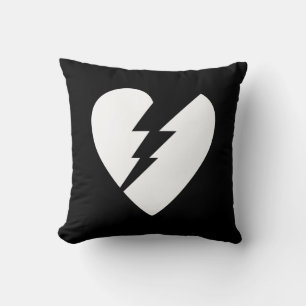 Coussin Art vectoriel du coeur brisé noir et blanc