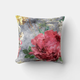 Coussin art vintage aquarelle coloré floral transparent pa