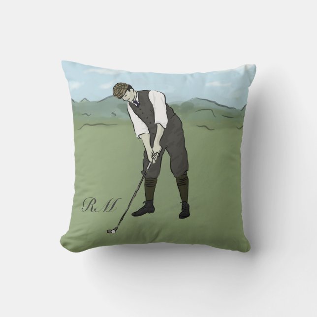 Coussin Art vintage décoré d'un monogramme de golf de (Recto)