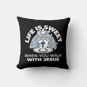 Coussin Art Vivant Fidèle - Teacup avec Croix et Dove