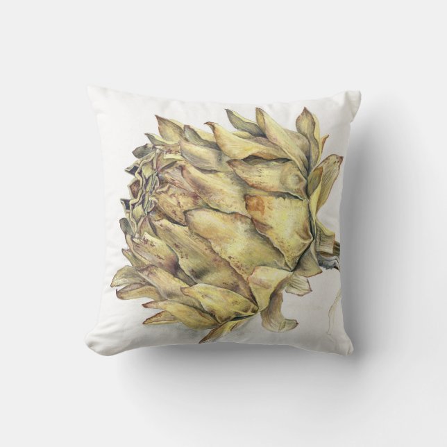Coussin Artchoke séché coeur aquarelle gouache art (Recto)