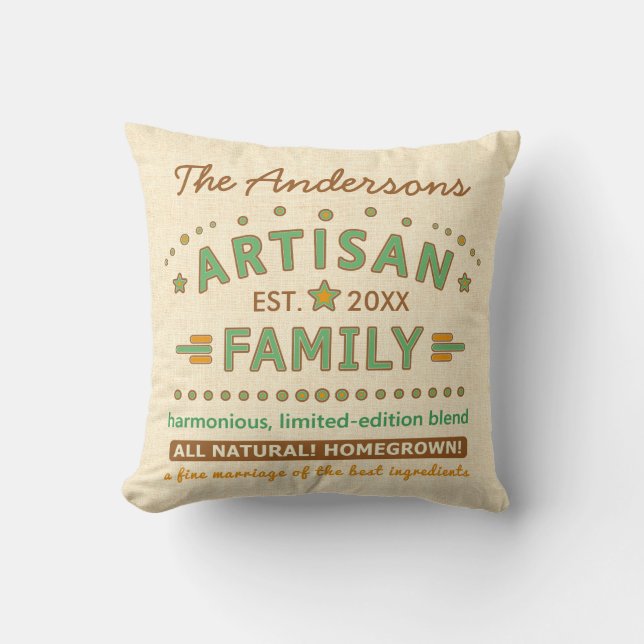 Coussin Artisan drôle de famille épousant mignon (Recto)