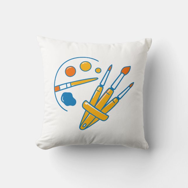 Coussin Artist Paint Palette and Brushes (Recto)