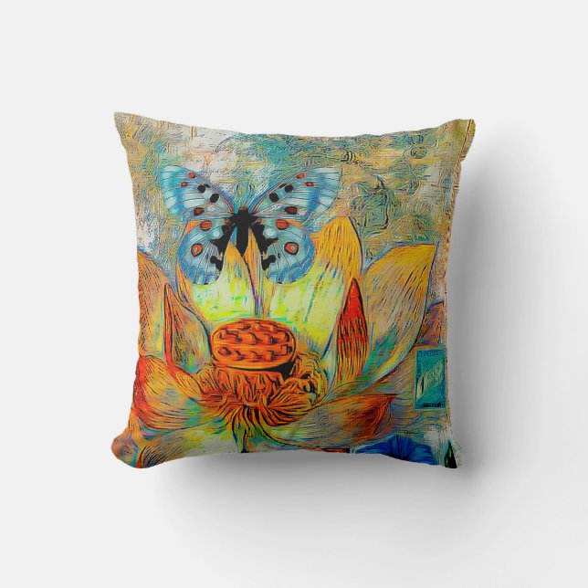 Coussin Artistic flower and butterfly (Recto)