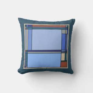 Coussin Arts & Métiers Motif géométrique en bleu et Turquo
