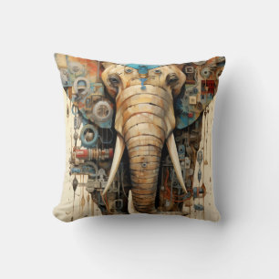 Coussin Artsy steampunk éléphant