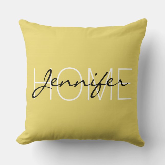 Coussin Arylide jaune couleur maison monogramme (Recto)