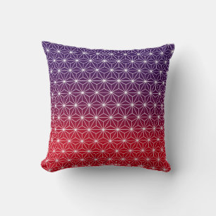 Coussin Asanoha japonais traditionnel Motif rouge et viole