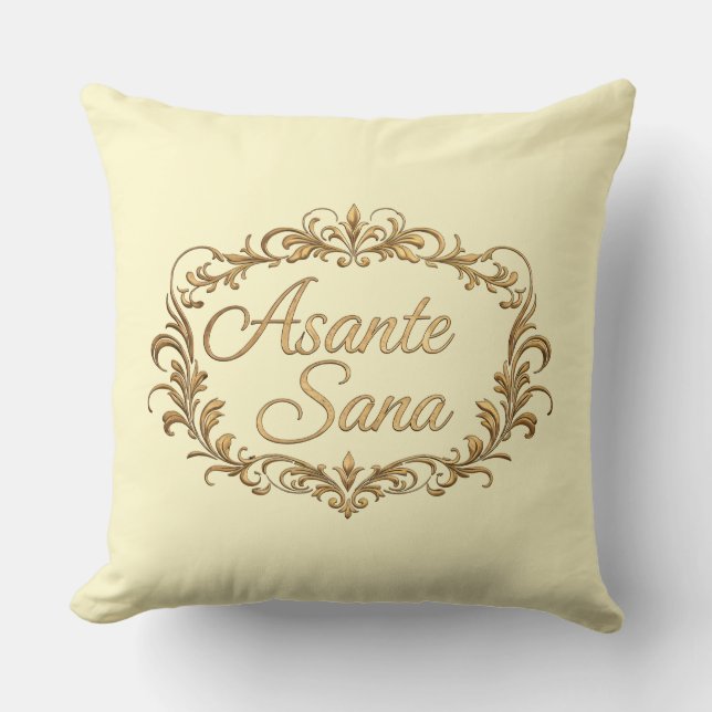 Coussin Asante Sana Crimson & Butter Cream – Gilded Oval V (Recto)