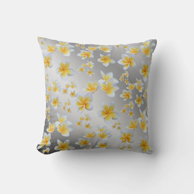 Coussin asiatique, jaune, blanc, fleur, brillant, or, flor (Recto)