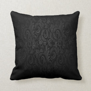 Coussin aspect damassé noir