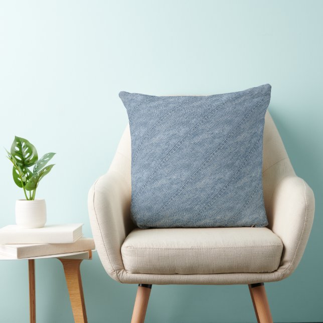 Coussin Aspect de denim de jean bleu (Chaise)