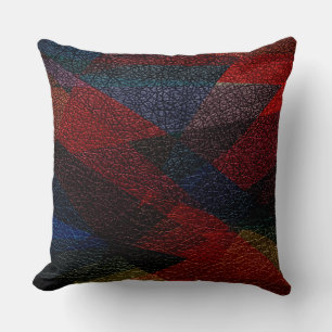 Coussin Aspect en cuir géométrique foncé