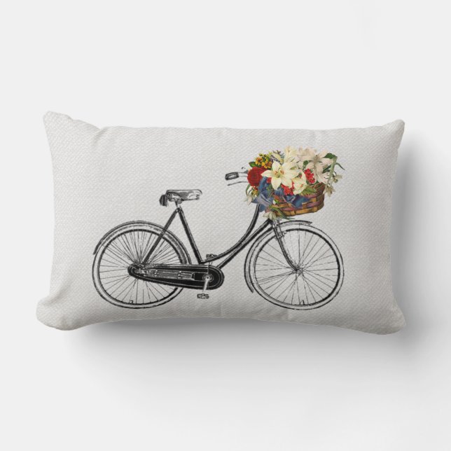 Coussin assez chic de décor de vélo de fleur de (Recto)