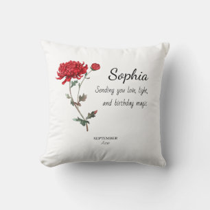 Coussin Aster de septembre anniversaire personnalisé