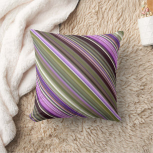 Coussin Astres Violets Sauvages Rayure violette et verte
