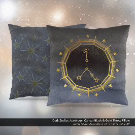 Coussin Astrologie Zodiaque foncée : Cancer Noir & Or