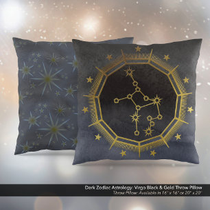 Coussin Astrologie Zodiaque foncée : Virgo Black & Gold
