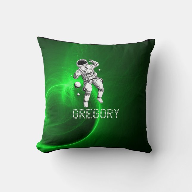 Coussin Astronaut Galaxie Verte Personnalisé (Recto)