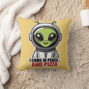Coussin Astronaute Alien Mignon "Je viens en paix et avec