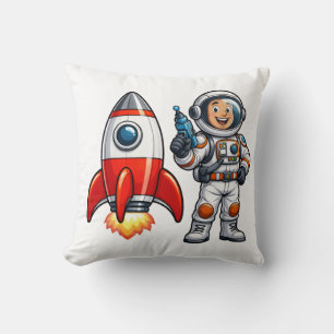 Coussin Astronaute avec dessin animé d'art spatial de fusé
