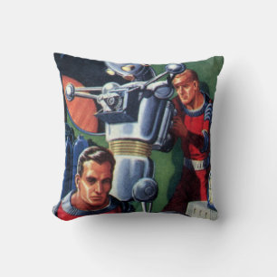 Coussin Astronautes de la science-fiction vintage réparant