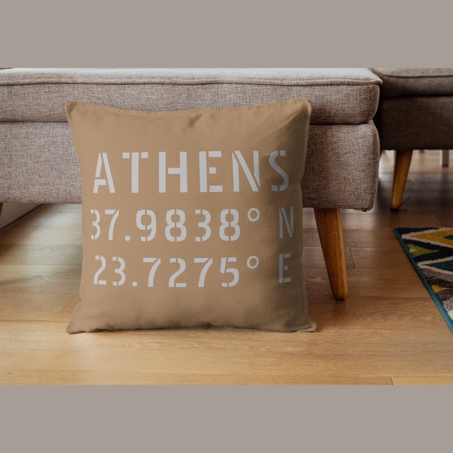 Coussin Athènes Grèce Latitude Longitude Jeu d'oreiller (Créateur téléchargé)
