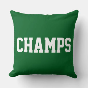 Coussin Athlétique Sportif CHAMPS Texte Blanc Sur Fond Ver