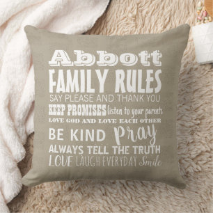 Coussin Attacher Votre Nom De Famille Règles De Famille Ét