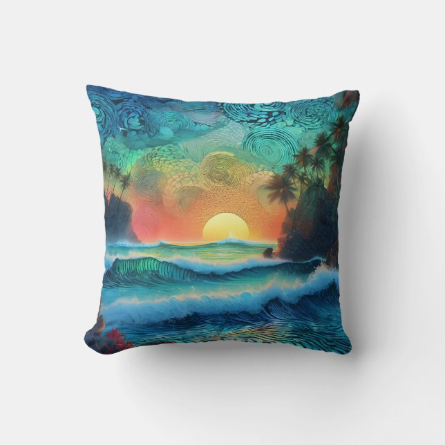 Coussin Au-delà de Blues Seascape (Recto)