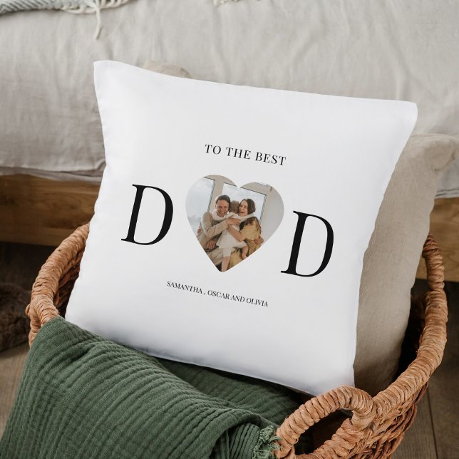 Coussin Au Meilleur Père Personnalisé Coeur Photo (Créateur téléchargé)