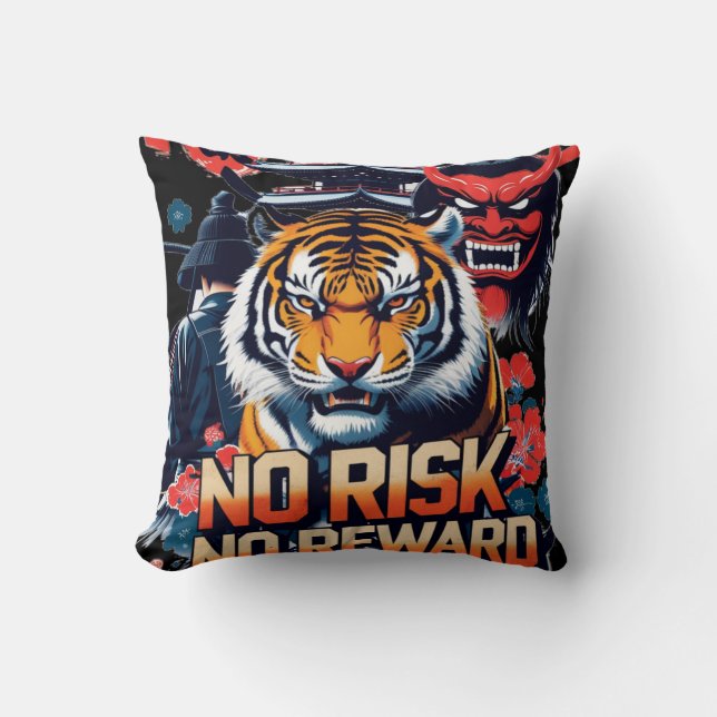 Coussin Aucun risque de récompense - Samurai Tiger (Recto)