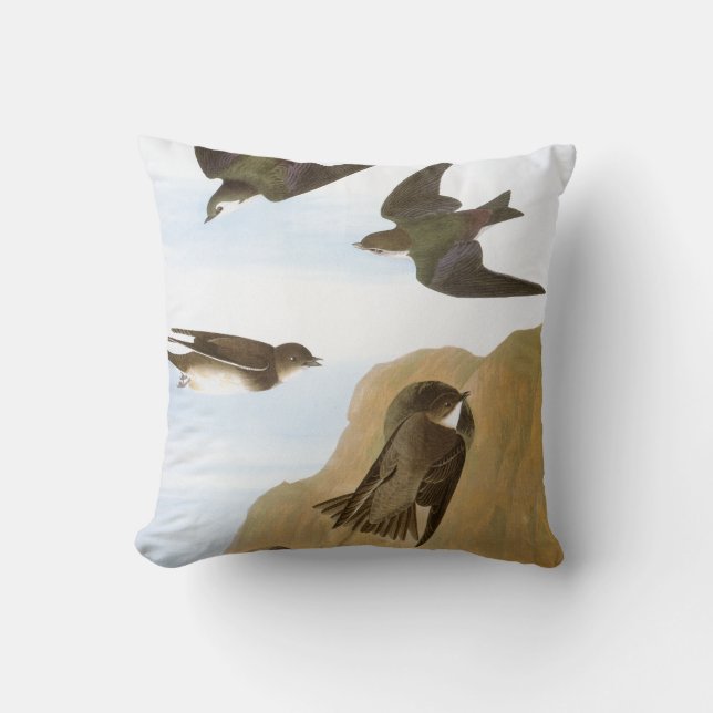 Coussin Audubon : Hirondelles (Recto)
