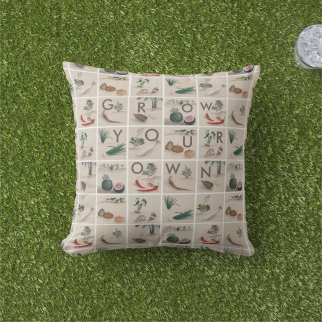 Coussin Augmentez votre propre Motif de carreaux de légume (Herbe)