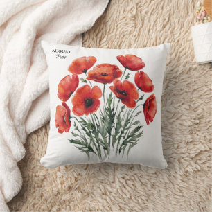 Coussin August Poppy Bloom - Cadeau d'anniversaire personn