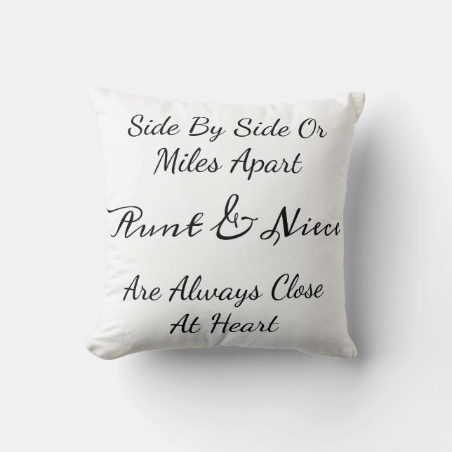 Coussin Aunt & Niece Quote – Side By Side or Miles Apart (Recto)