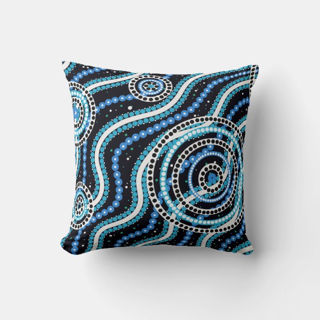 Coussin Australian Digital designer Art, Water, (Recto)