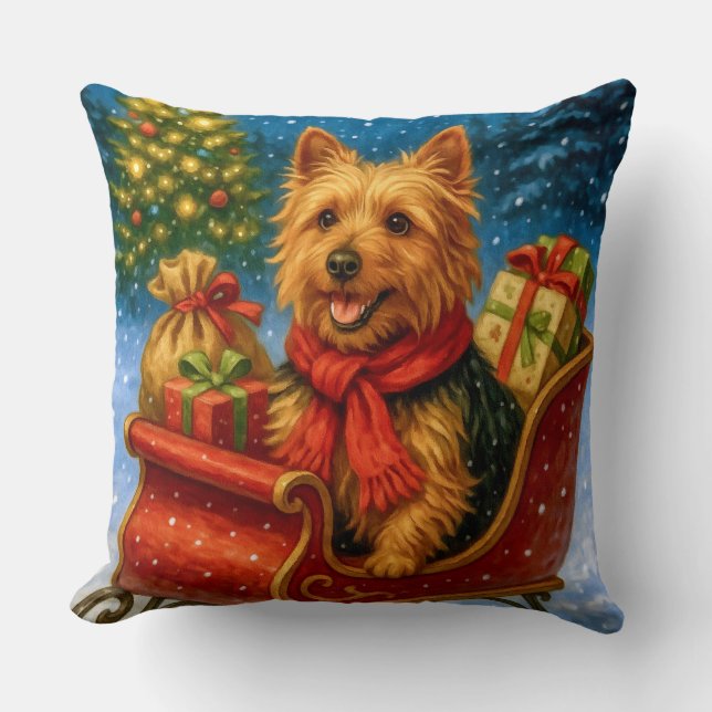 Coussin Australian Terrier Holiday  (Recto)