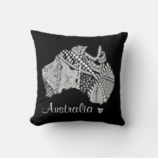 Coussin Australie Carte souvenir Art noir et blanc