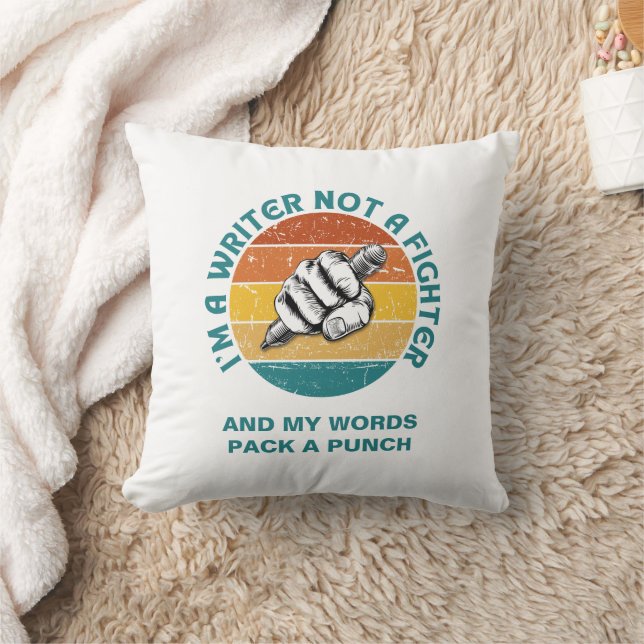 Coussin AUTEUR PAS UN COMBATTRE Auteur NaNoWriMo (Couverture)